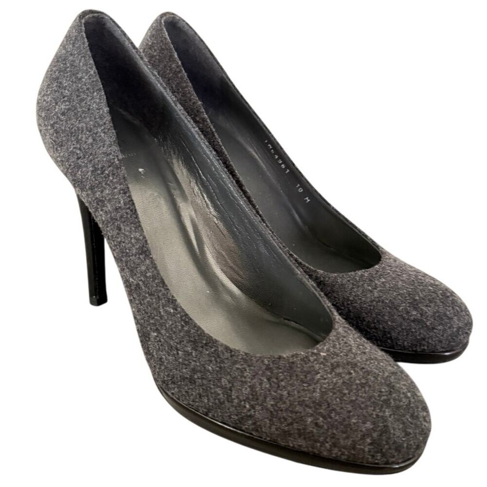 Stuart Weitzman Gray Wool Round Toed 4.5" Pumps/H… - image 1